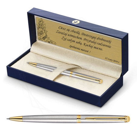 Zestaw Waterman Hemisphere stalowy GT z grawerem