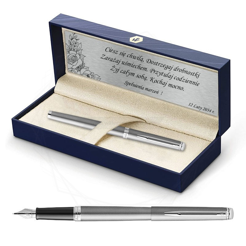 Zestaw Pióro Waterman Hemisphere stalowe CT z grawerem