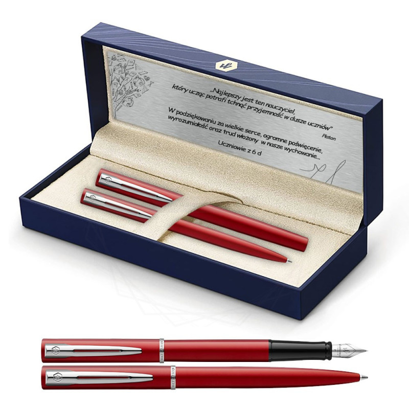 Długopis i Pióro Waterman Allure czerwony CT w Pudełku z Grawerem [2068193/2]  