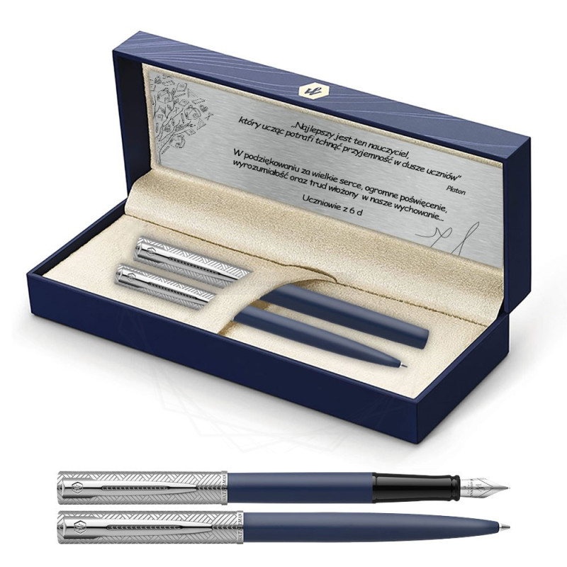Długopis i Pióro Waterman Allure Deluxe Niebieski CT w Pudełku z Grawerem [2174512/2]  