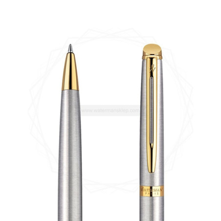 Długopis i Pióro Waterman Hemisphere stalowy GT w Pudełku z Grawerem [S0920370/5]