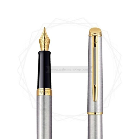 Długopis i Pióro Waterman Hemisphere stalowy GT w Pudełku z Grawerem [S0920370/5]