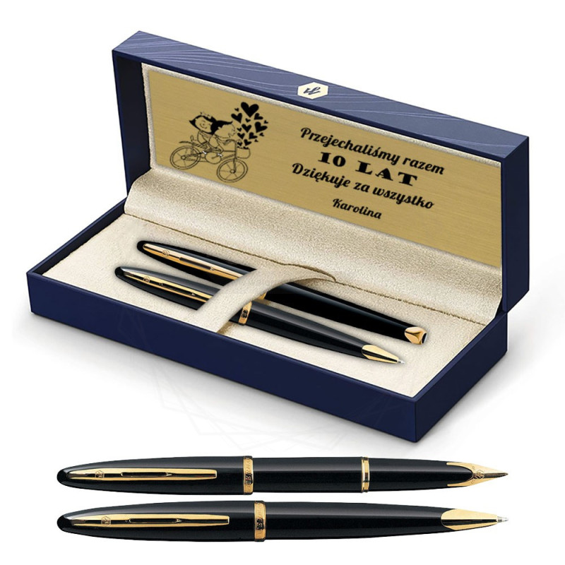 Długopis i Pióro Waterman Carene Contemporary czarny GT w Pudełku z Grawerem [S0700380/2]  