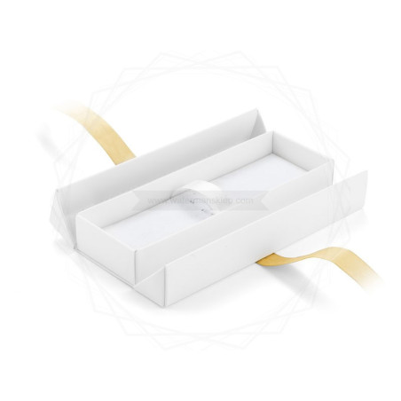 Pudełko prezentowe białe ze złotą wstążką [19615-24]